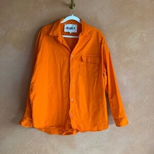 Blanca Oversized Cotton Button Down Shirt Orange XS/S